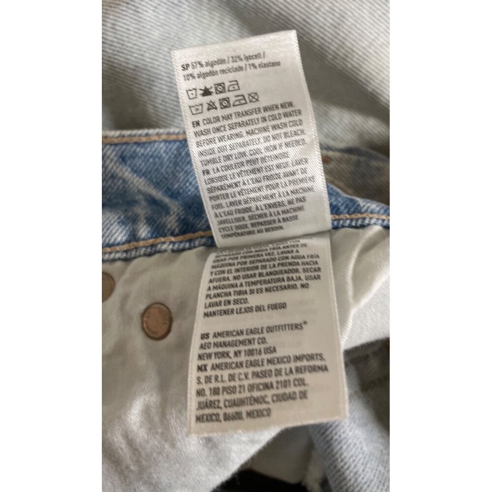 AE Stretch Super High-Waisted Straight Distressed Light Blue Jeans Womens Size 8 - Picture 11 of 11